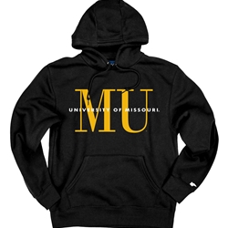 Black Univ of Missouri 'MU' Full Chest Screenprint Hooded Sweatshirt