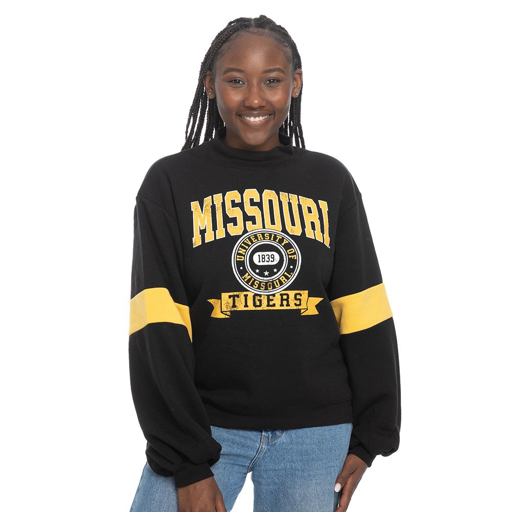 University of Missouri スウェット 黒 Black University of Missouri Tigers Stipe Mock Neck Sweatshirt