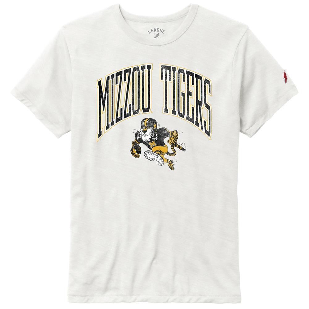 未開封MISSION DIST. FOOTBALL TEE (WHITE) White Mizzou Tigers Vault Football Tiger Distressed Tee