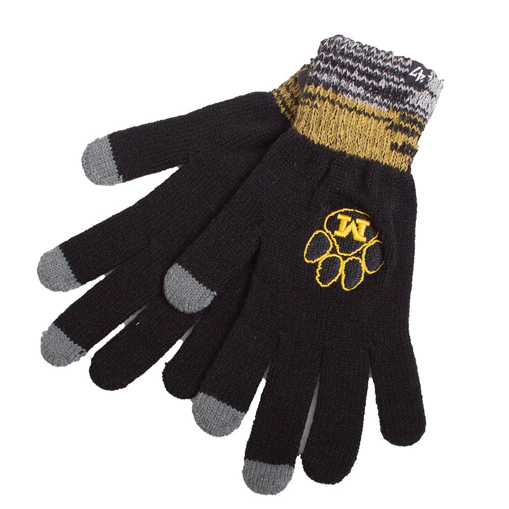 Black '47 Paw Logo Block M Smart Touch Gray Fingertips Gold on