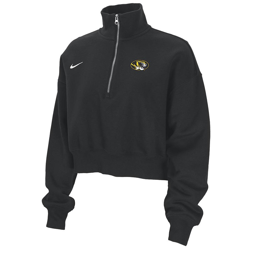 Black Nike Oval Tigerhead Left Chest 1/4 Zip Women's Sweatshirt