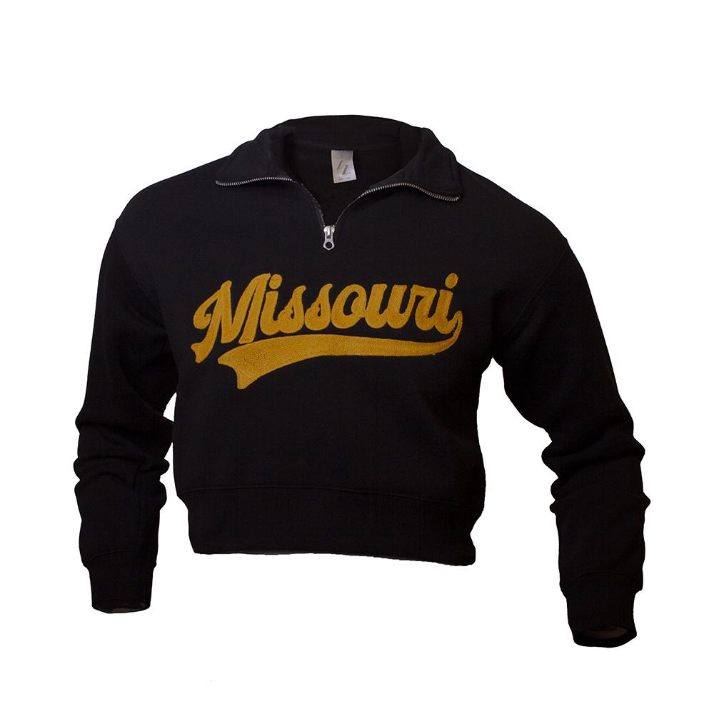 m*様 XANDER ZHOU 25ss hybrid sweatshirt Black ZooZatz Missouri Full Chest 1/4 Zip Cropped Sweatshirt | The