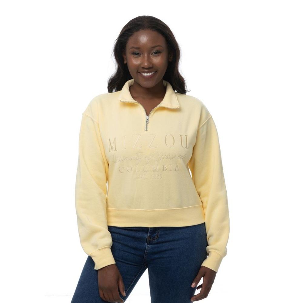 Butter Yellow Tonal Mizzou Columbia Est. 1839 1/4 Zip Pullover