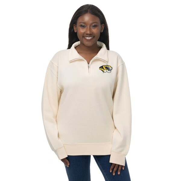 Cream Tiger Head Left Chest 1/4 Zip Pullover