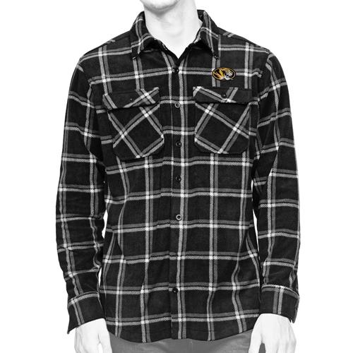 Black Fleece Plaid Dress Shirt Tiger Head Embroidery