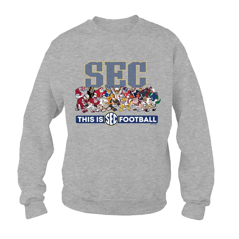 Gray SEC This is SEC Football Team Mascots Crewneck Sweatshirt