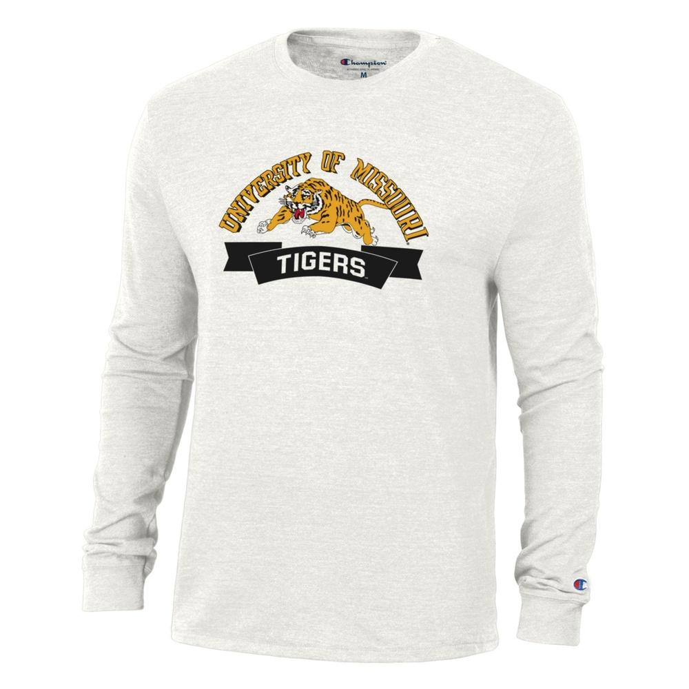 White Mizzou Tigers TAM x Champion Leaping Tiger Longsleeve Tee