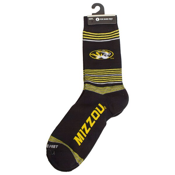 Black Gold and White For Bare Feet Oval Tigerhead Mizzou Gold and White Striped Gradient Dress Sock