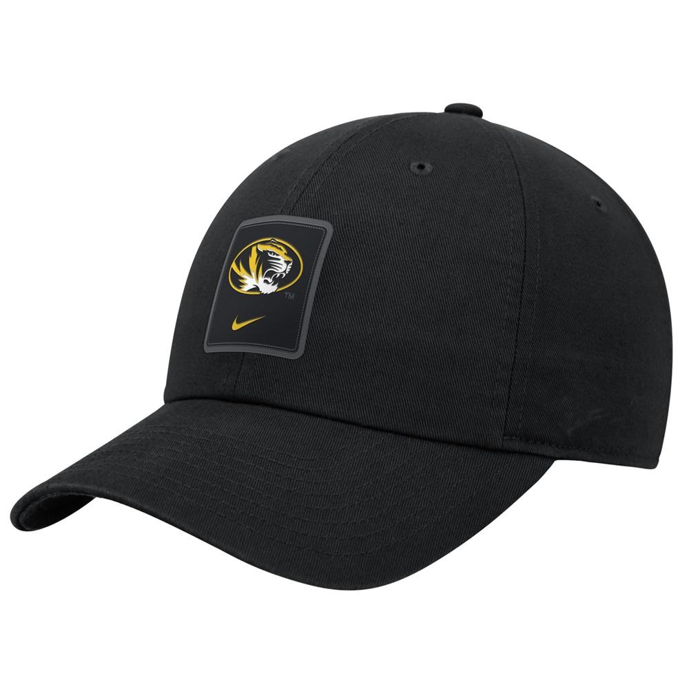 Black Nike Oval Tiger Head Silicone Patch Adjustable Hat | The