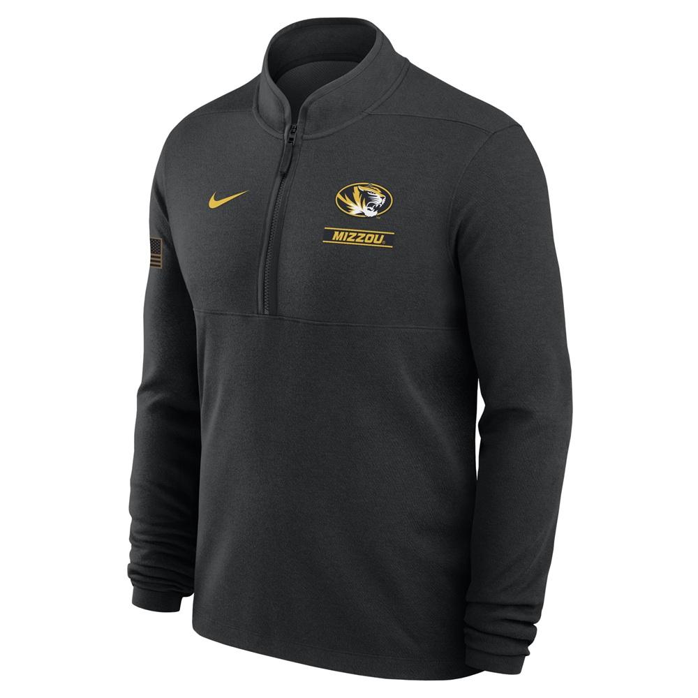 Black Nike Mizzou Oval Tiger Head Military Appreciation 1/4 Zip