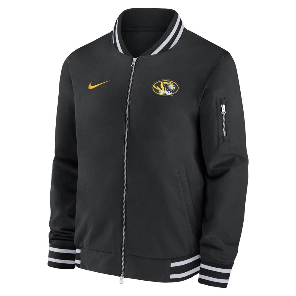 Black Nike Oval Tiger Head Heavyweight Full Zip Bomber Jacket