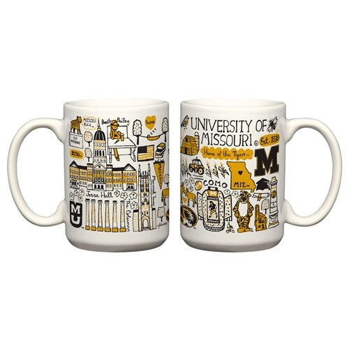 15oz White Mizzou Julia Gash Assorted Logos Mug | The Mizzou Store