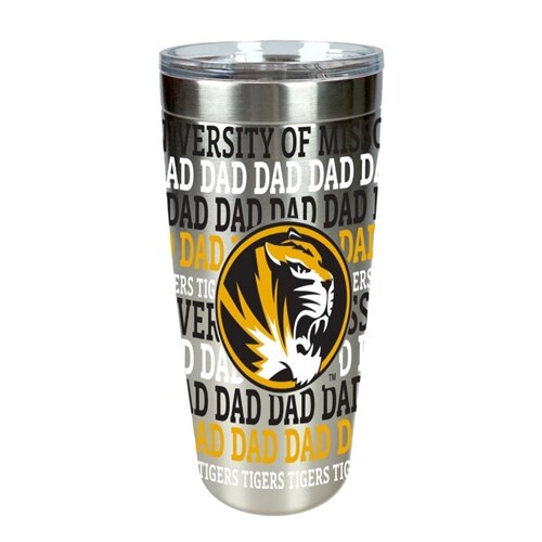 20oz University of Missouri Dad Oval Tiger Head Steel Tumbler