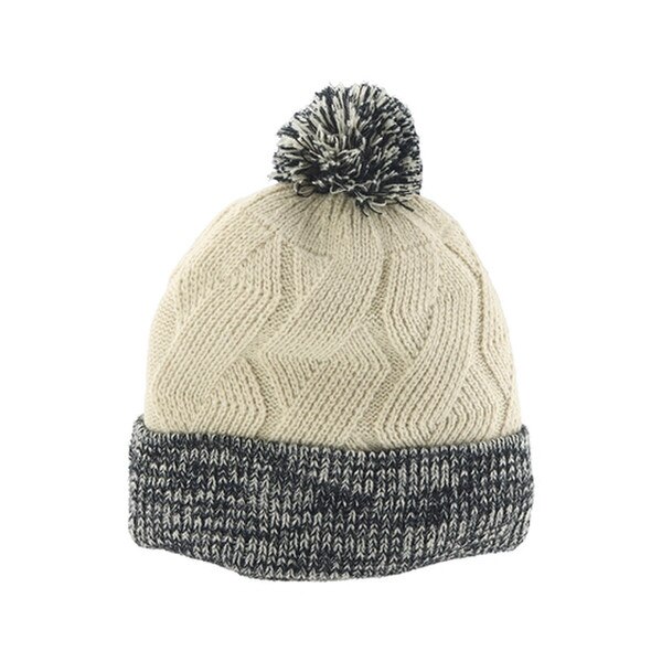 Cream and Black Knit Beanie with Pom Pom Cream and Black Pom Beanie - Etsy main image 2